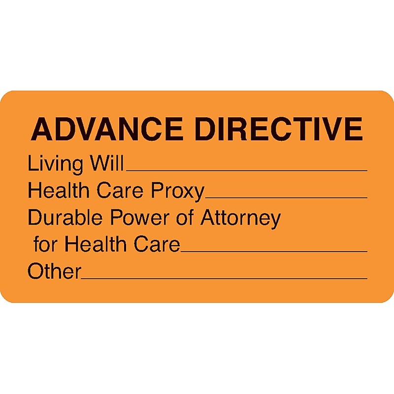 Chart Alert Medical Labels, Advance Directive, Fluorescent Orange, 1-3/4x3-1/4", 500 Labels image 1