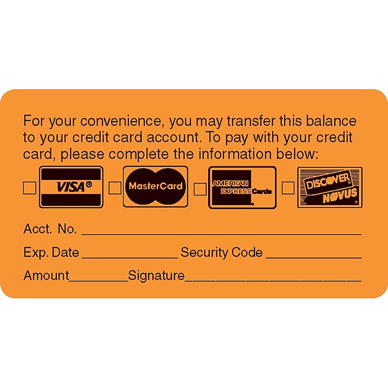 Reminder & Thank You Collection Labels, Transfer Balance, Fl Orange, 1-3/4x3-1/4", 250 Labels image 1