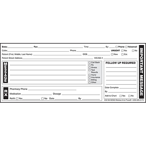 Medical Arts Press® Phone Message Labels / 8in.W x 31/4in.H Staples