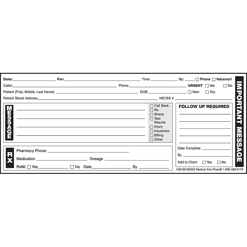 Medical Arts Press® Phone Message Labels / 8-in.W x 3-1/4-in.H image 1