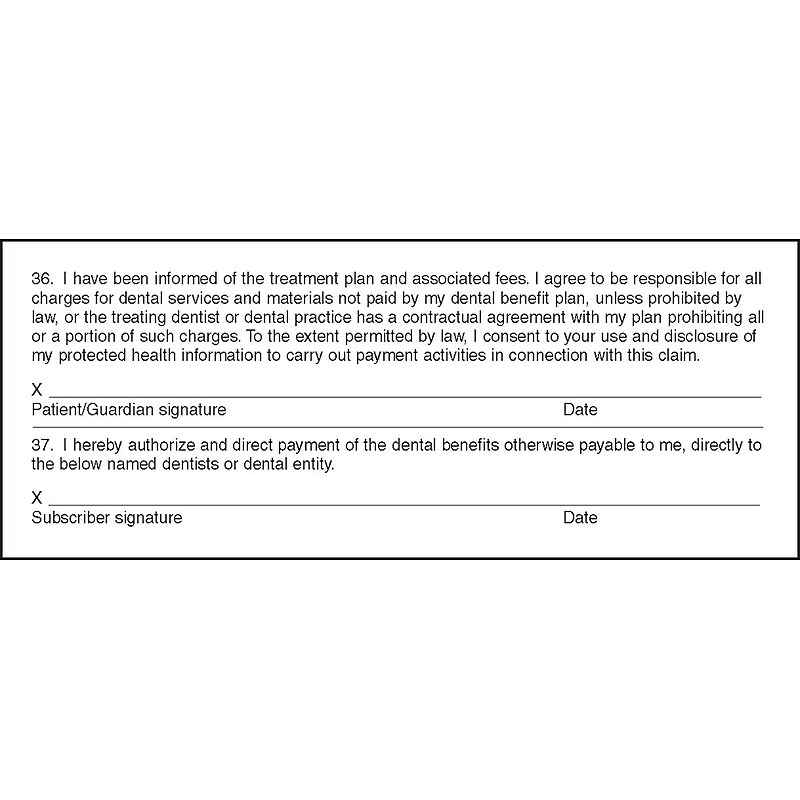Medical Arts Press 2003 Dental Insurance Signature Label, HIPPAA Compliant (20158) image 1