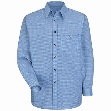 Red Kap Men's Mini-Plaid Uniform Shirt XXL x 345, White / blue | Staples®