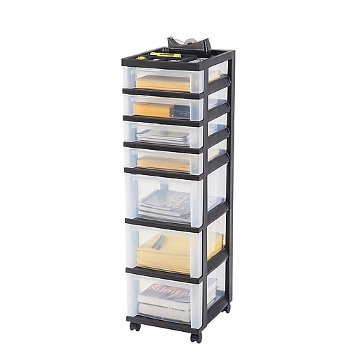 clear rolling cart with drawers