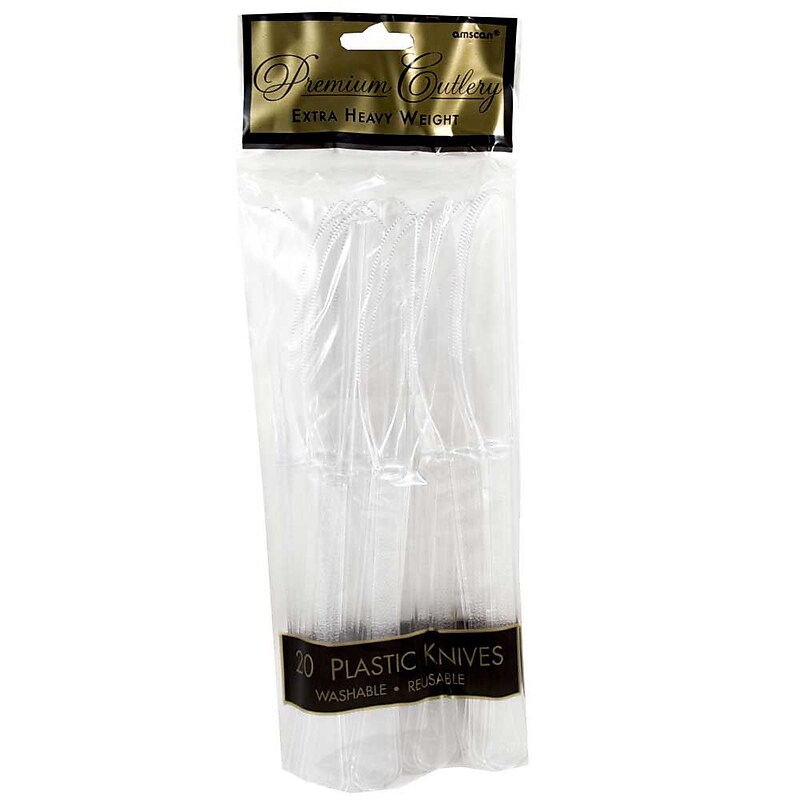 JAM Paper Premium Plastic Knives, Clear, 20 Disposable Knives/Box (2255820744) image 1
