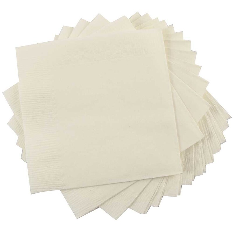 JAM Paper Beverage Napkin, 2-ply, Ivory, 50 Napkins/Pack (5255620721) image 1