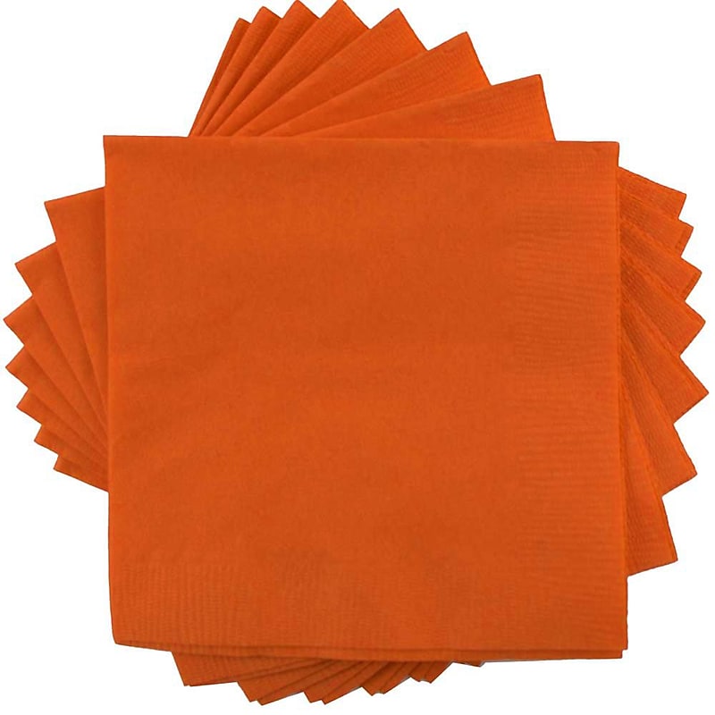 JAM Paper Beverage Napkin, 2-ply, Orange, 40 Napkins/Pack (5255620725) image 1
