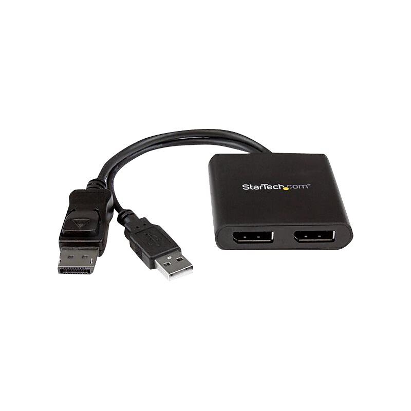 StarTech DisplayPort to 2x DisplayPort Multi Stream Transport Hub, Black image 1