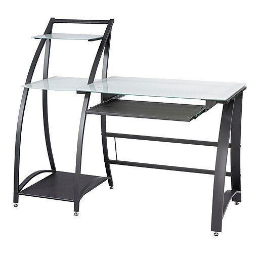 Shop Staples For Safco Xpressions Glass Top Computer Desk Black