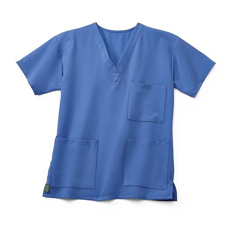 Medline Madison AVE Unisex Scrub Top With 3 Pockets, Ceil Blue, XL (5515CBLXL) image 1