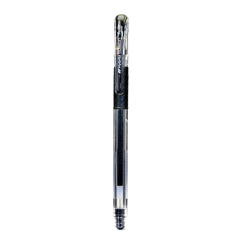 Pentel Hybrid Technica Gel Pen, Ultra Fine Point, Black, 12/Pack image 1