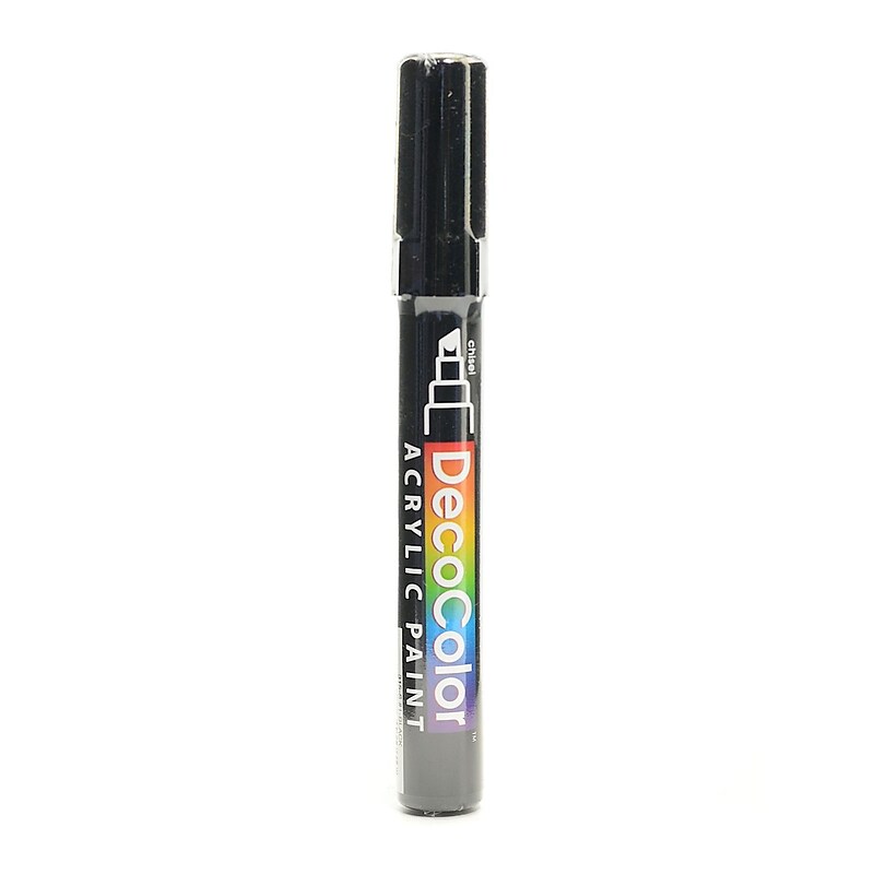 Marvy Uchida Decocolor Acrylic Paint Markers, Black Chisel Tip, 6/Pack (63536-PK6) image 1