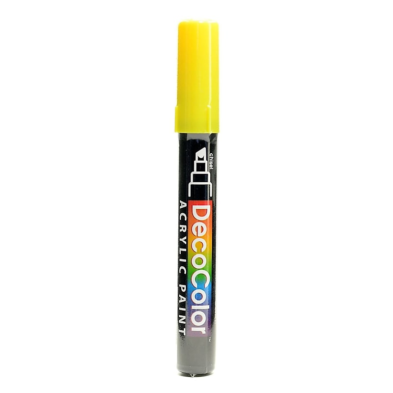 Marvy Uchida Decocolor Acrylic Paint Markers yellow chisel tip [Pack of 6] image 1