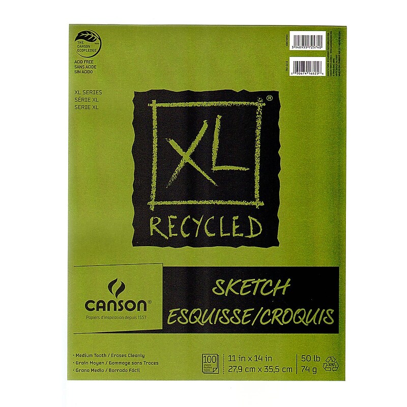 Canson XL Recycled 11" x 14" Hard Bound Sketch Pad, 100 Sheets/Pad, 3/Pack (96472-PK3) image 1