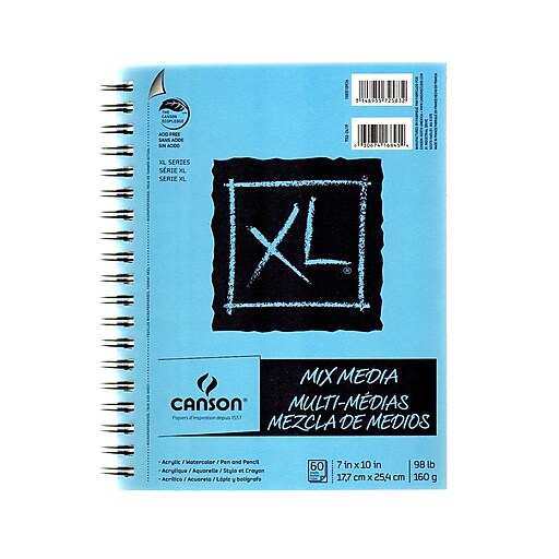 Canson XL 7 x 10 Wire Bound Mixed Media Sketch Pad, 60 Sheets/Pad, 3/Pack  (97316-PK3)