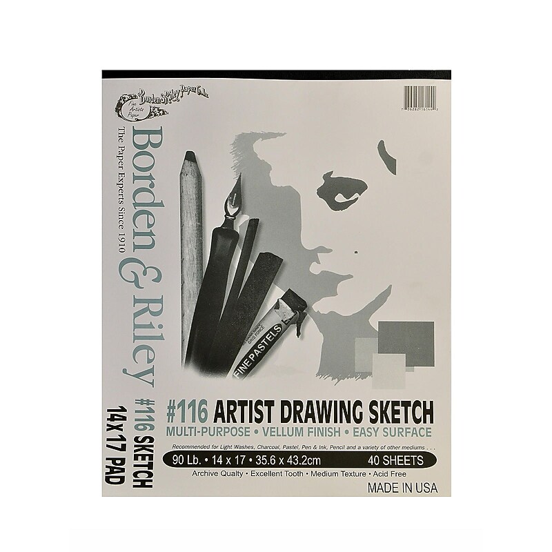 Borden 14" x 17" Sketch Pad, 40 Sheets/Pad, 2/Pack (62582-PK2) image 1