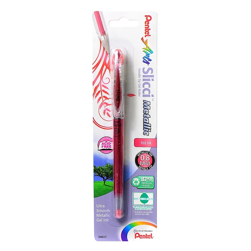 Pentel Slicci Extra Fine Metallic Gel Pens metallic red each [Pack of 6] image 1