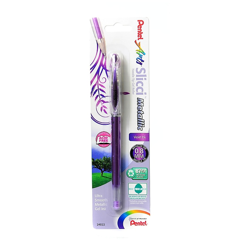 Pentel Slicci Extra Fine Metallic Gel Pens metallic violet each [Pack of 6] image 1