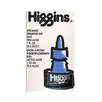 Higgins Dye-Based Drawing Ink, Blue / Non-Waterproof 1 oz. [Pack of 4]