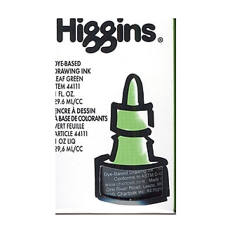 Higgins Dye-Based Drawing Ink, Leaf Green / Non-Waterproof 1 oz. [Pack of 4]