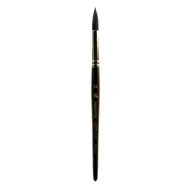 Princeton Artist Brush Neptune Short Handle Watercolor Synthetic Bristle, Round Brush (PBXP4750R12) image 1