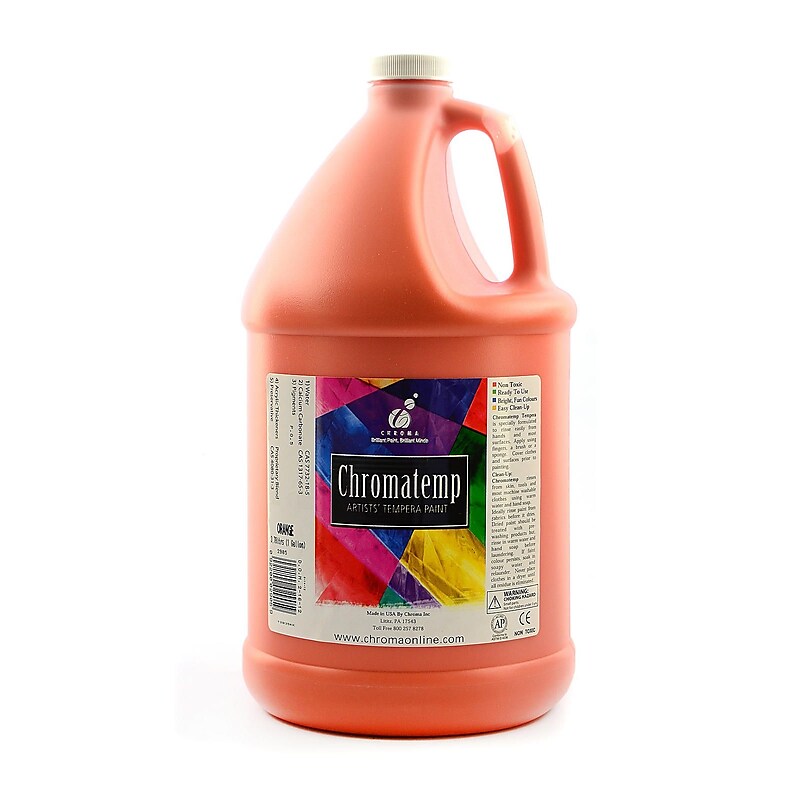 Chroma Inc. Chromatemp Artists' Tempera Paint, Orange, Gallon (21018) image 1