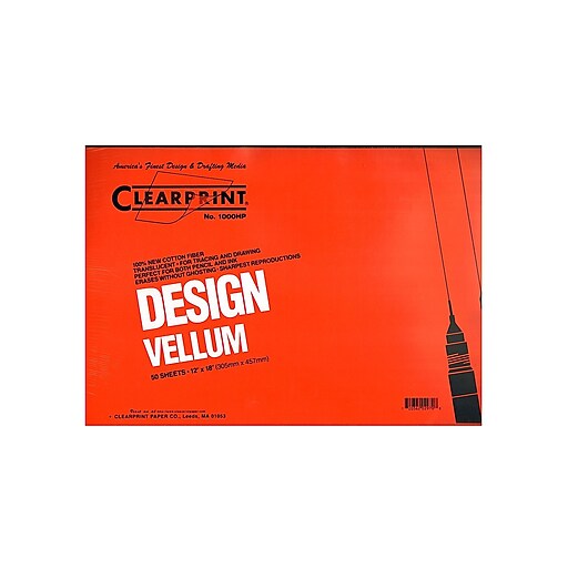 Clearprint Design Vellum Pad No. 1000Hp 12 In. X 18 In. Pad Of 50 Staples