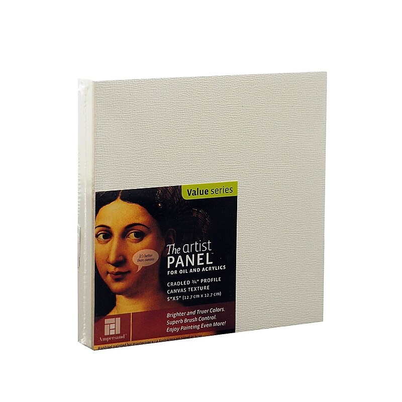 Ampersand The Artist Panel White Wood Canvas Panel, 5" x 5", 3/Pack (22035-PK3) image 1