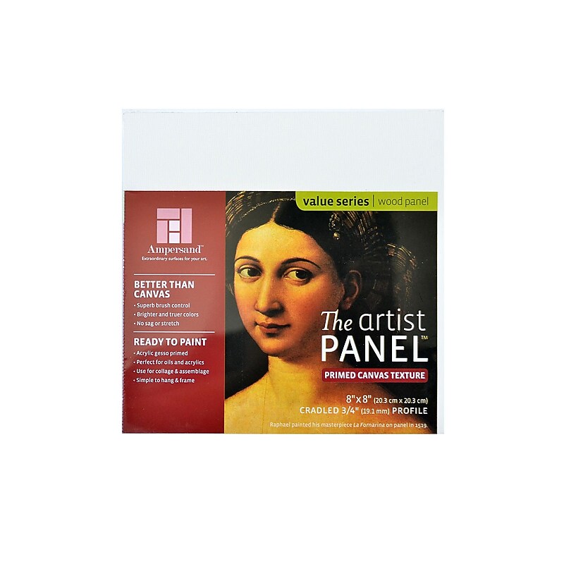 Ampersand The Artist Panel White Wood Canvas Panel, 8" x 8", 3/Pack (22044-PK3) image 1