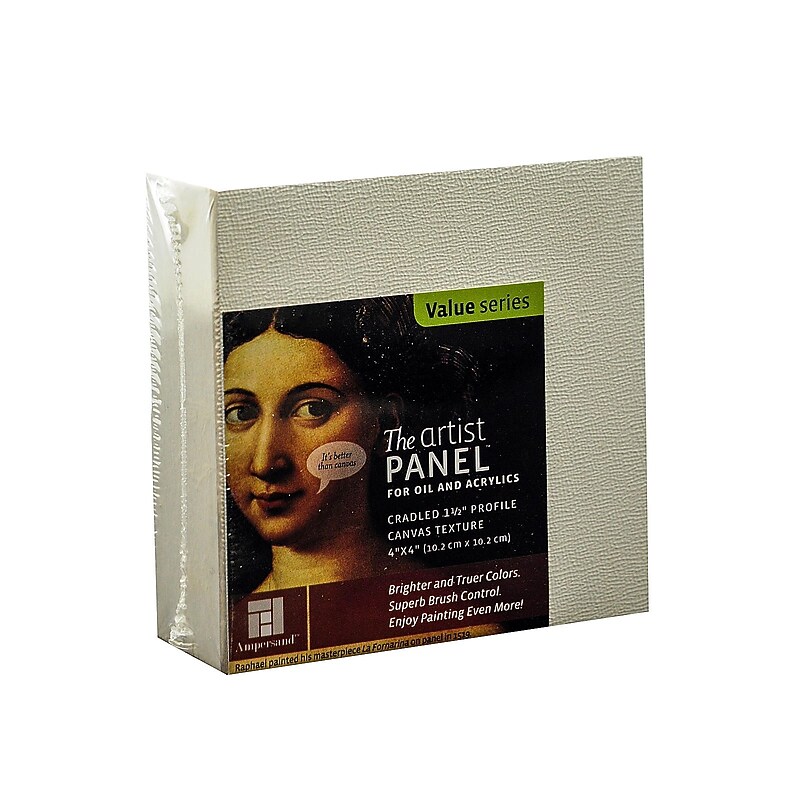 Ampersand The Artist Panel White Wood Canvas Panel, 4" x 4", 2/Pack (22073-PK2) image 1
