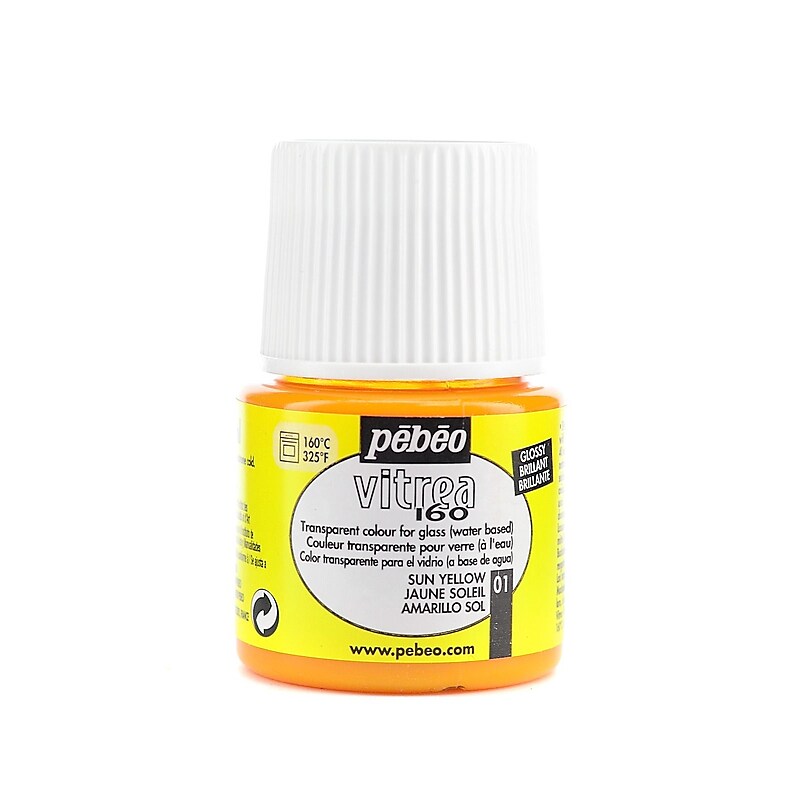 Pebeo Vitrea 160 Glass Paint Sun Yellow Gloss 45 Ml [Pack Of 3] image 1