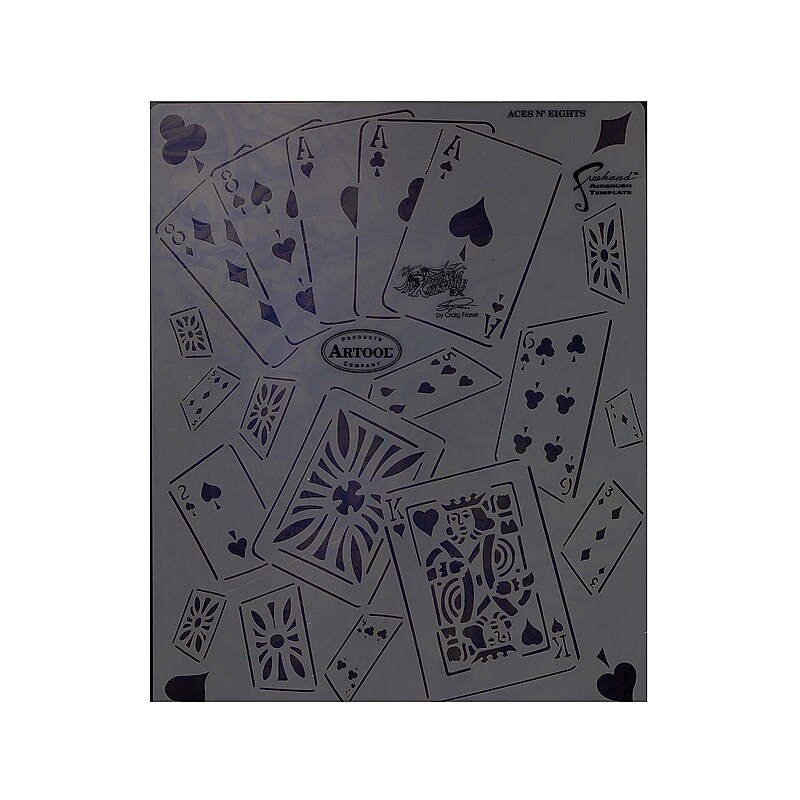 Artool Kustom Kulture Freehand Airbrush Template Aces N' Eights By Craig Fraser, 8" x 10", Clear (61911) image 1