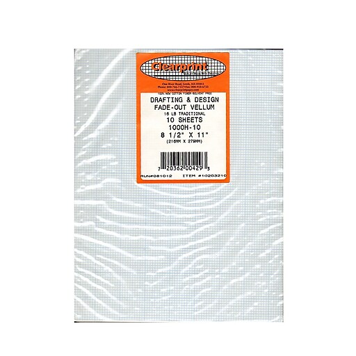 Clearprint FadeOut Design and Sketch Vellum 10x10 Grid, 8 1/2 in. x