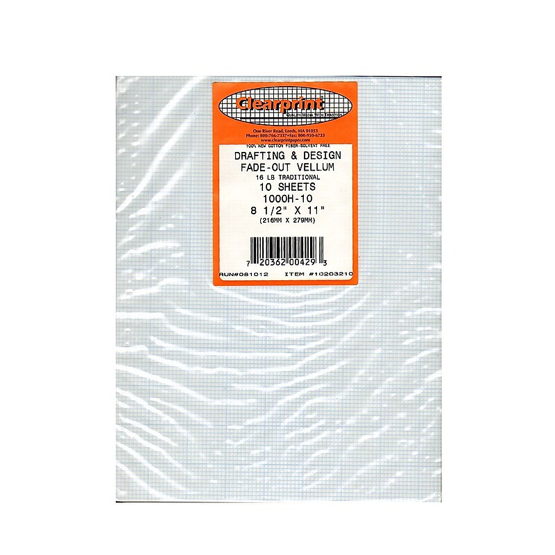 Clearprint Fade-Out Design And Sketch Vellum - Grid 10 X 10 8 1/2 In. X 11 In. Pack Of 10 Sheets image 1