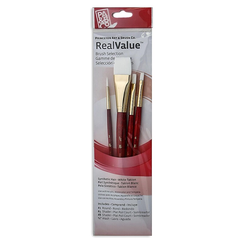 Princeton Real Value Series 9000 Red Short Handled Brush Sets 9125 Set Of 4 image 1