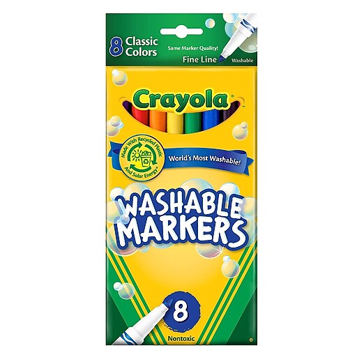 Crayola Classic Color UltraClean Washable Markers fine tip pack of 8 [Pack of 4] at Staples