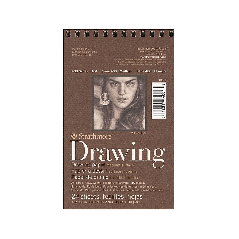 Strathmore 400 Series 4" x 6" Wire Bound Drawing Sketch Pad, 24 Sheets/Pad, 8/Pack (40557-PK8) image 1