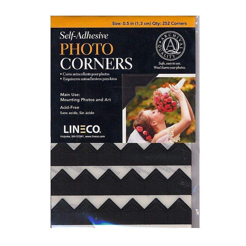 Lineco 32086-Pk2 Black Infinity Paper Photo Corners Pack Of 252, 2/Pack image 1