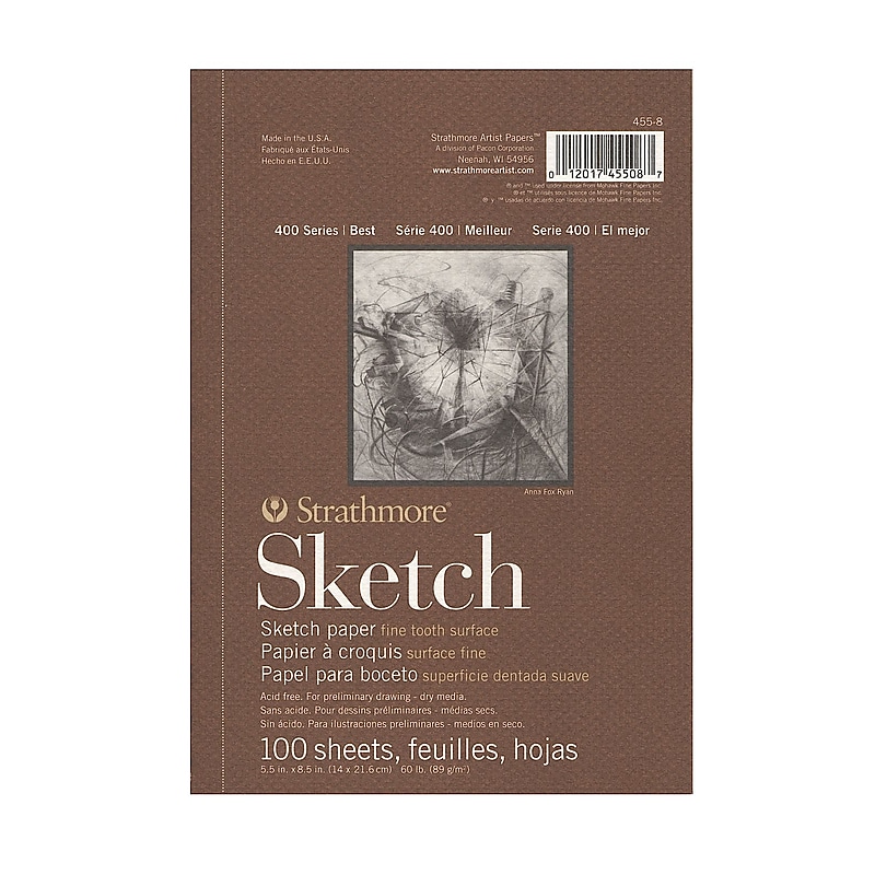 Strathmore 400 Series 5.5" x 8.5" Wire Bound Sketch Pad, 100 Sheets/Pad, 4/Pack (46476-PK4) image 1