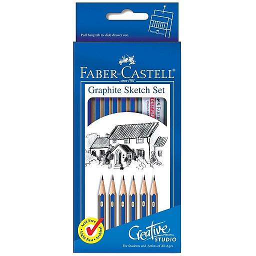 Faber-Castell Graphite Sketch Pencil Set - 6 Graphite Pencils (2H, HB, B,  2B, 4B, 6B), Drawing Pencils and Sketching Supplies