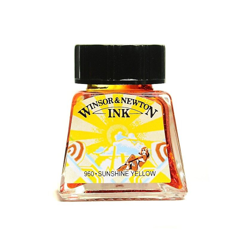 Winsor and Newton Drawing Inks sunshine yellow 14 ml 633 [Pack of 4] image 1