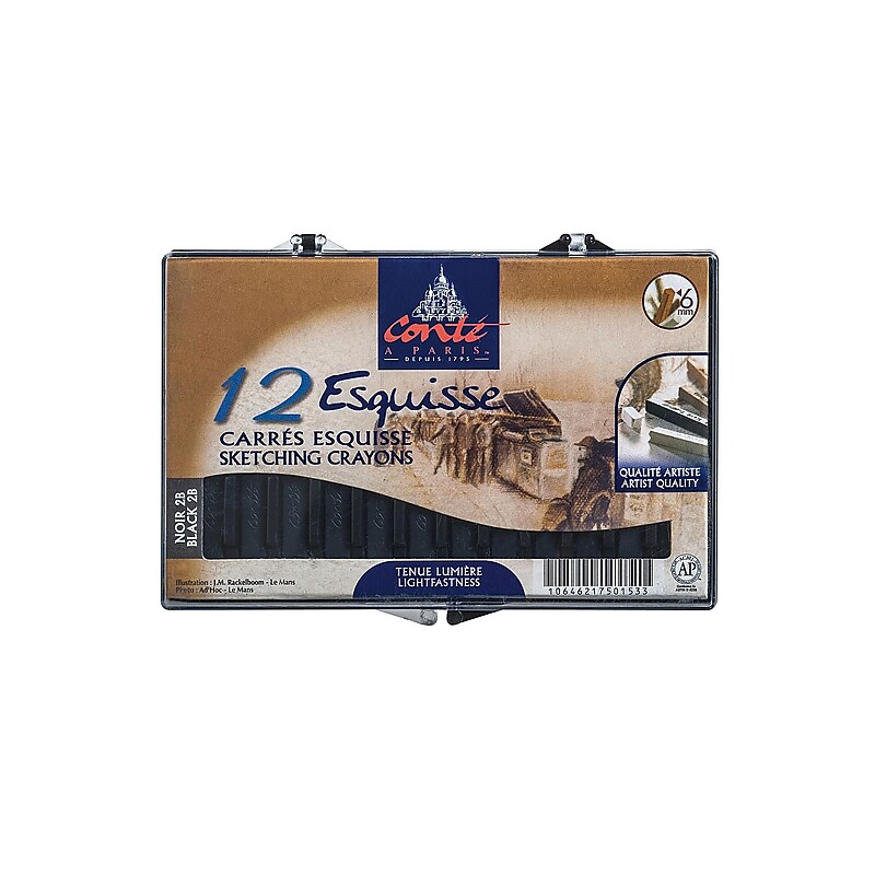 Conte Crayons, 2b, Black, 12/Box image 1