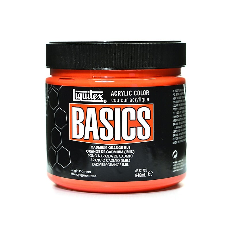 Liquitex Basics Acrylics Colors, Cadmium Orange Hue, 32Oz Jar (79548) image 1