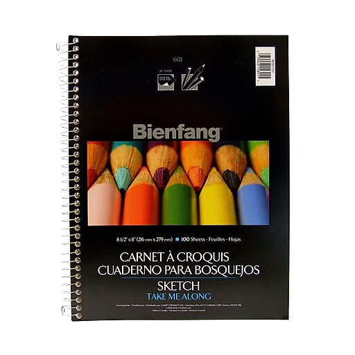 Bienfang 8.5" x 11" Wire Bound Sketch Pad, 100 Sheets/Pad, 3/Pack (68728PK3) Staples