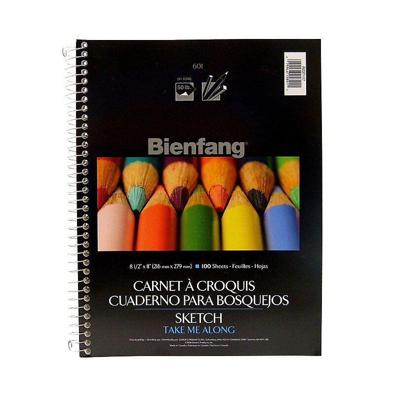Bienfang 8.5" x 11" Wire Bound Sketch Pad, 100 Sheets/Pad, 3/Pack (68728-PK3) image 1