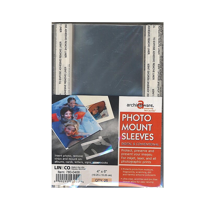 Lineco Photo Mounting Sleeves, 4" X 6" (66061) image 1