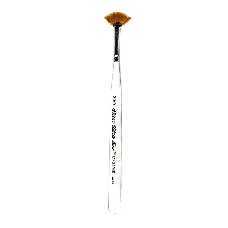 Silver Brush Ultra Mini Series Golden Taklon Brushes, 20/0, Fan (50385) image 1
