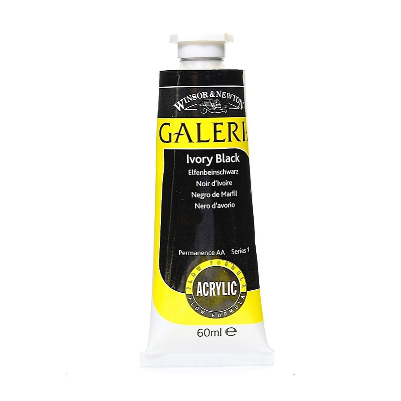 Winsor And Newton Galeria Flow Formula Acrylic Colours, Ivory Black, 60Ml 331, 4/Pack (35297-Pk4) image 1