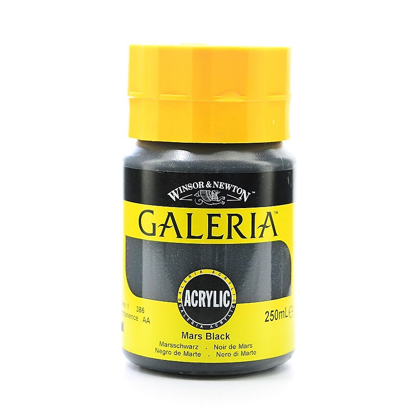 Winsor And Newton Galeria Flow Formula Acrylic Colors, Mars Black 386, 250 Ml, Pack Of 2 image 1