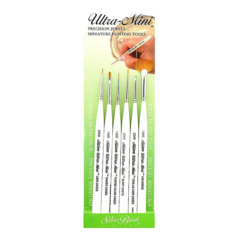 Silver Brush Ultra Mini Brush Sets, Nail Art, 6/Set (16222) image 1