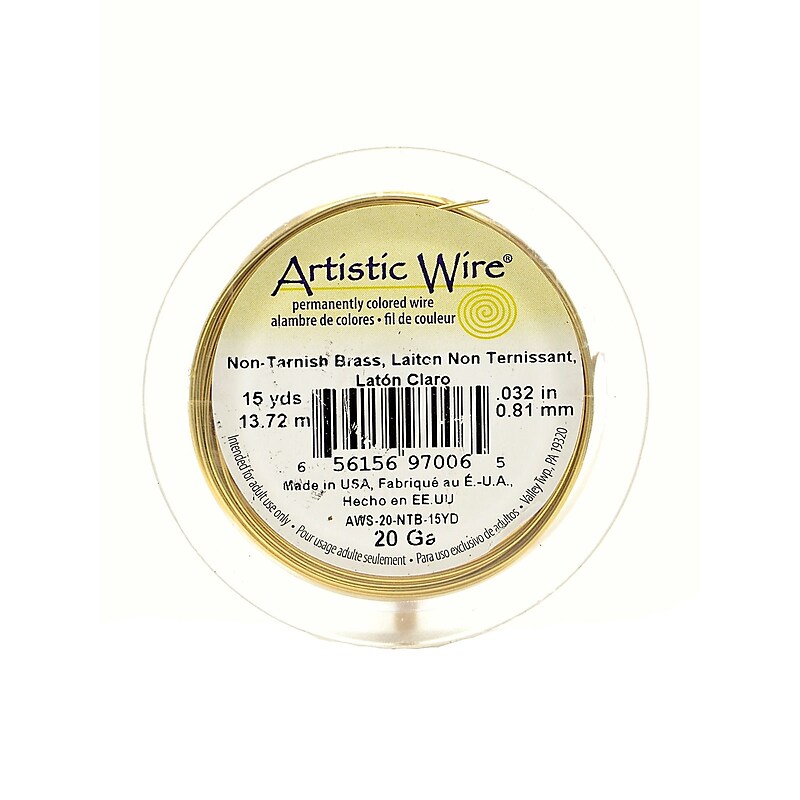 Artistic Wire Spools 15 Yd. Non-Tarnish Brass 20 Gauge [Pack Of 4] image 1